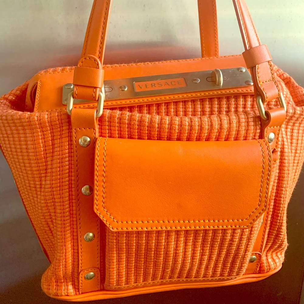 Versace tangerine handbag